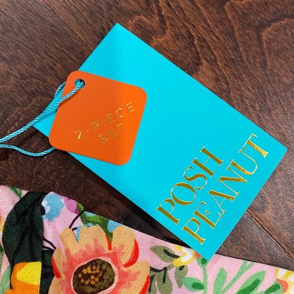 Posh Peanut Bamboo Petra Floral Short Sleeve Peplum Top & Short Set 12 NWT - Picture 2 of 7